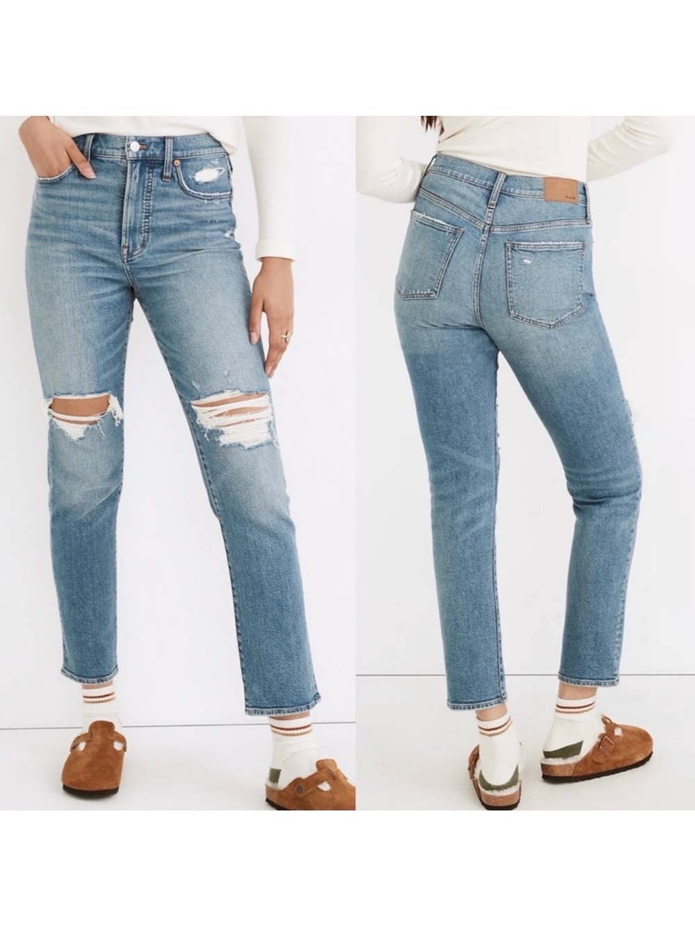 Madewell The Perfect Vintage High Rise Distressed Jeans in Denman Wash